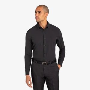 Mizzen+Main Leeward Dress Shirt Grey Diamond Geo Print Performance Men LARGE